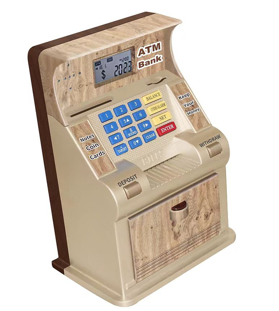 US Version Children Toy Mini Safe Atm Money Saving Bank with Coin Counter
