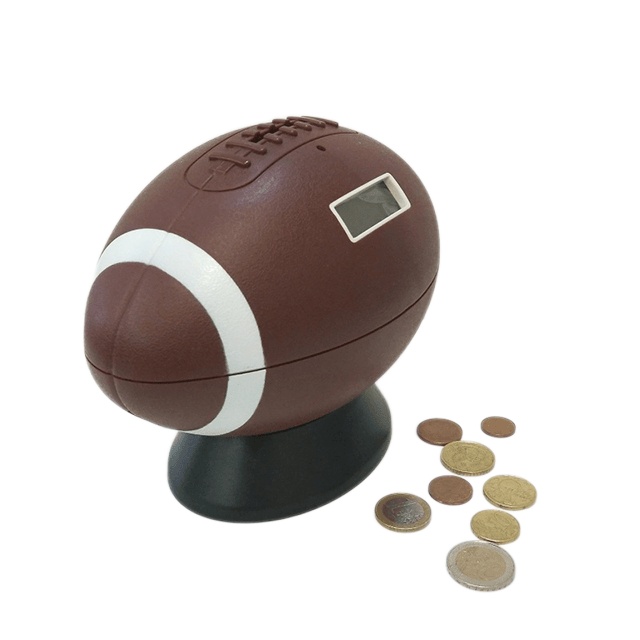 American Football Shaped Money Bank with Coin Counter