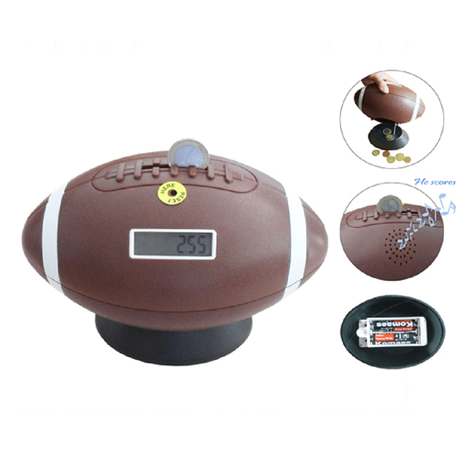 American Football Shaped Money Bank with Coin Counter