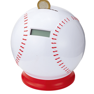 Baseball Piggy Bank with Coin Counter for Boys, Shatterproof Baseball Sports Themed Coin Bank, Gift for Kids