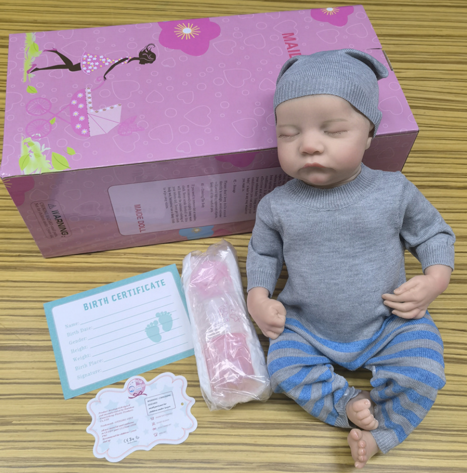  Reborn Baby Dolls - 18 inches Realistic, Real Life Baby Doll Baby Boy with Feeding Kit Gift Box for Kids Age 3+