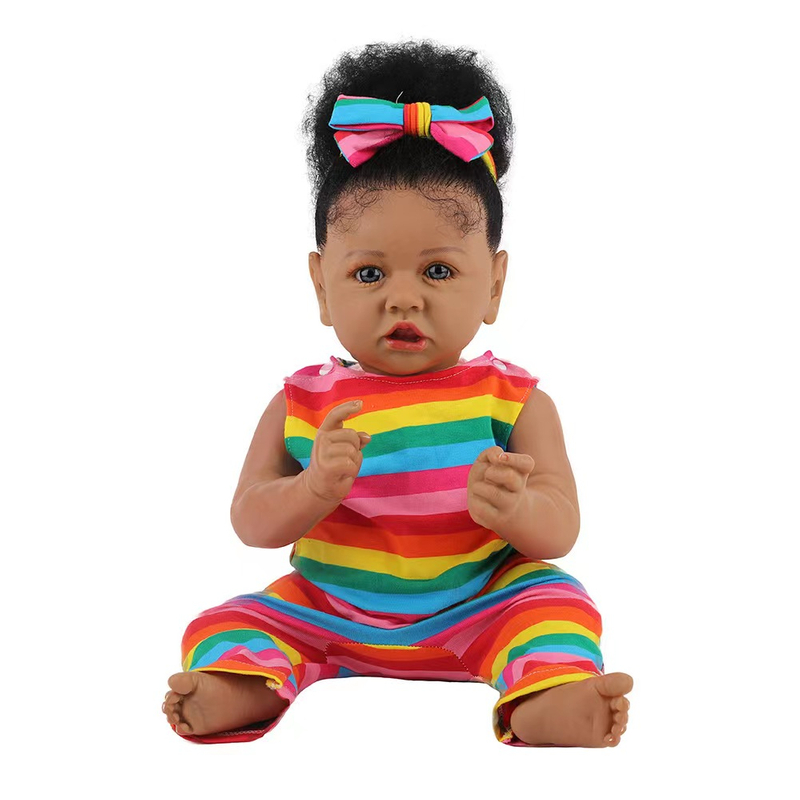 Reborn Baby Dolls with Soft Body African American Realistic Girl Doll 22 Inch Best Birthday Gift Set