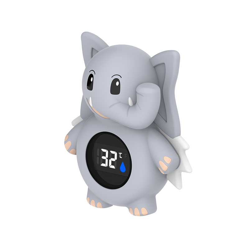 Infant Bath Water Thermometer, Grey Elephant Design, Safety Feature
