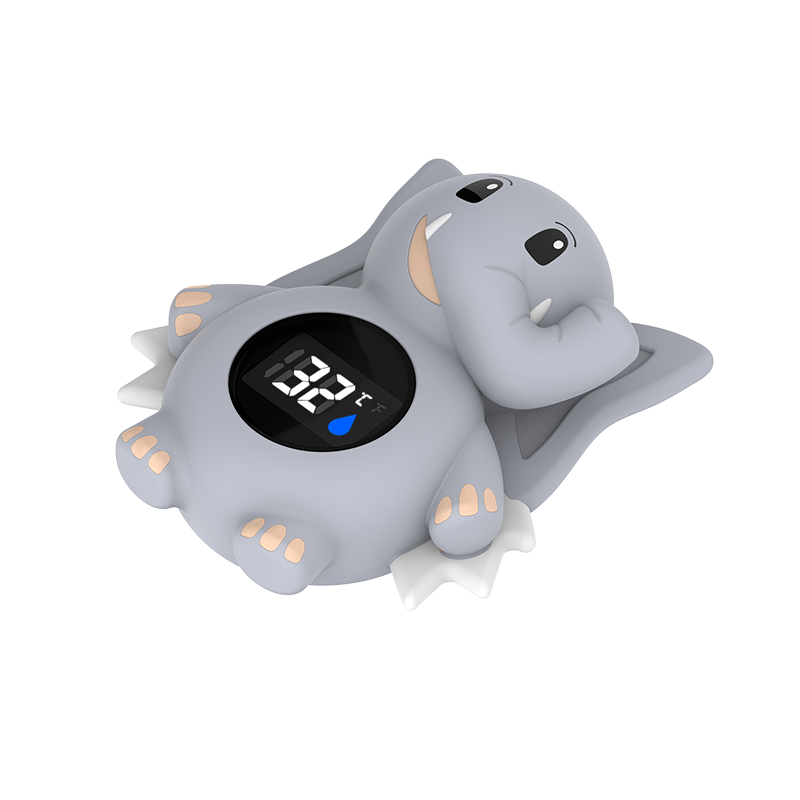 Infant Bath Water Thermometer, Grey Elephant Design, Safety Feature
