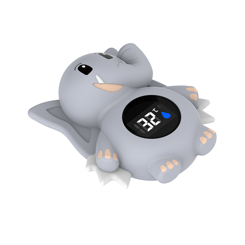 Infant Bath Water Thermometer, Grey Elephant Design, Safety Feature