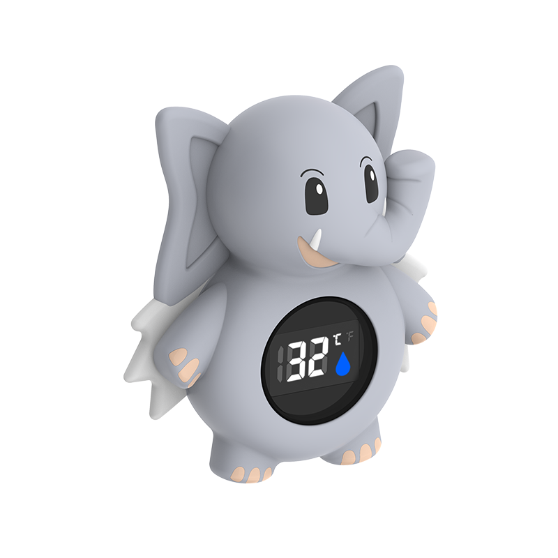 Infant Bath Water Thermometer, Grey Elephant Design, Safety Feature