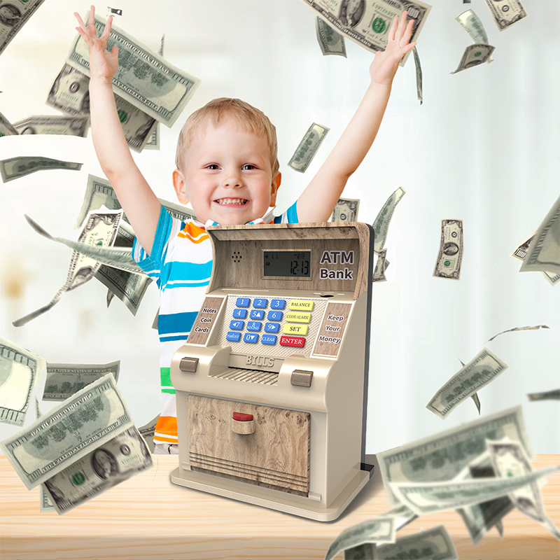 US Version Children Toy Mini Safe Atm Money Saving Bank with Coin Counter