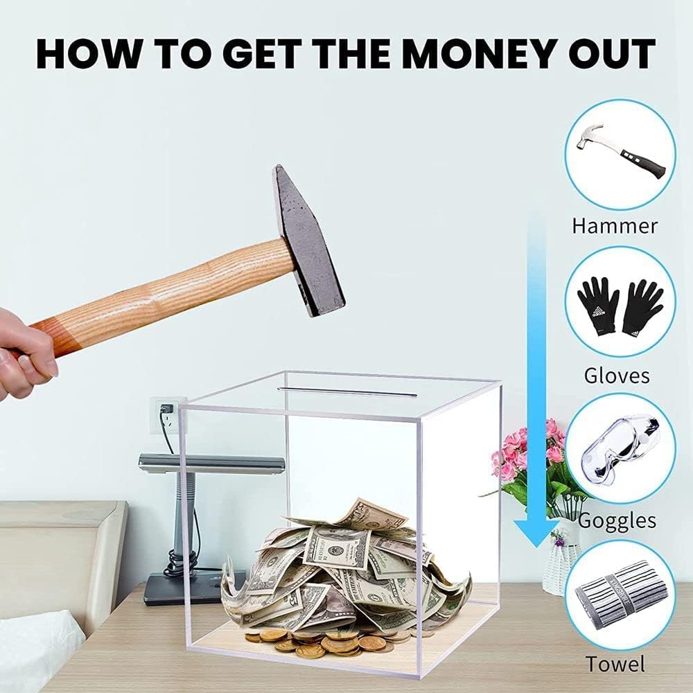 A One-Time Savings Jar Transparent Piggy Bank Money Saving Box