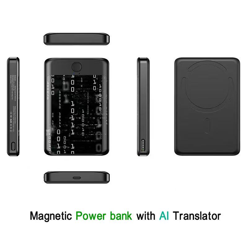 HR-Ai1 PD20w 10000mAh AI Power Bank Magnetic Wireless Charger with 136kinds Languages Translator