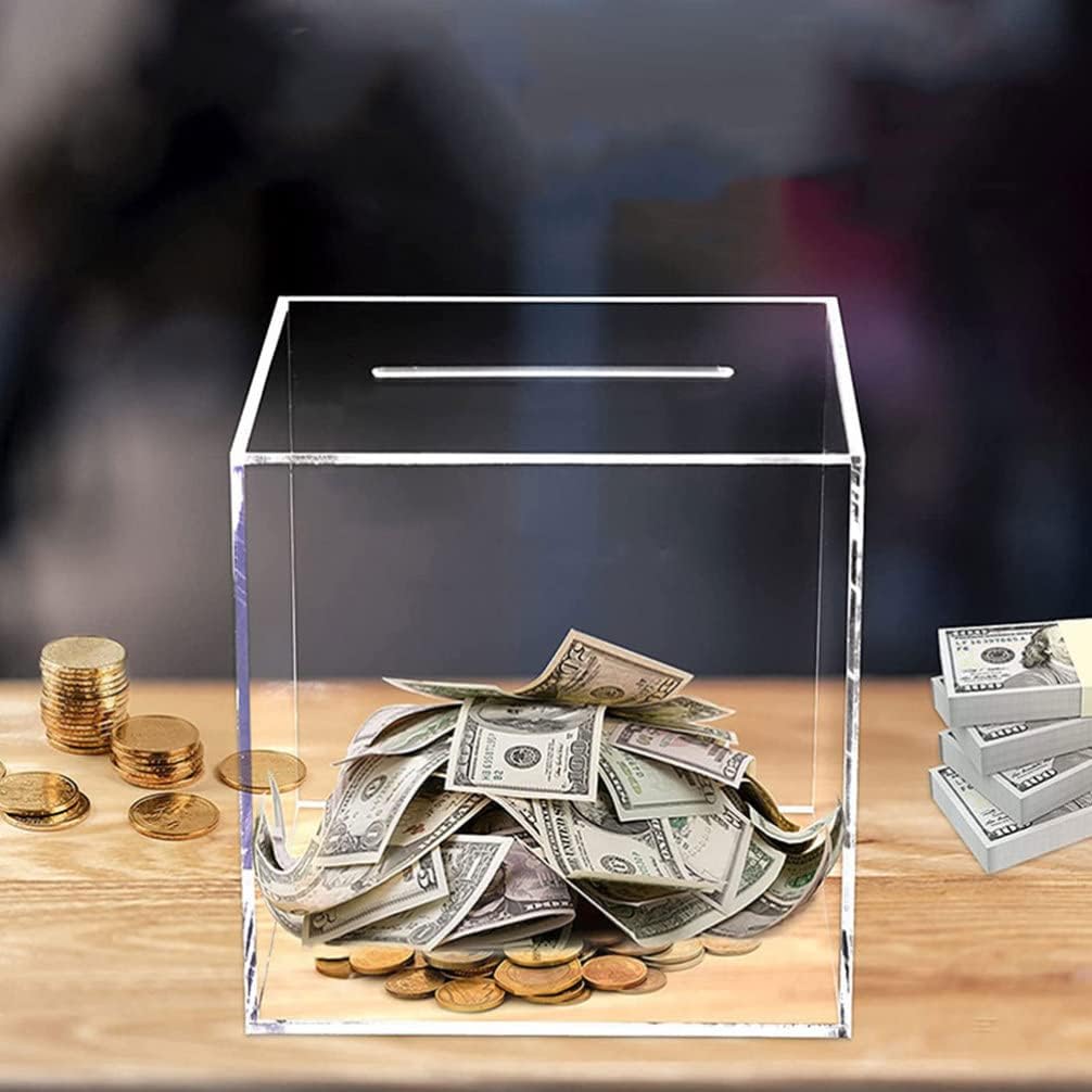 A One-Time Savings Jar Transparent Piggy Bank Money Saving Box